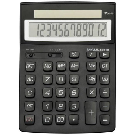 Maul ECO 950 Calculatrice de bureau noir Ecran: 12 solaire (l x H x P) 155 x 210 x 33 mm