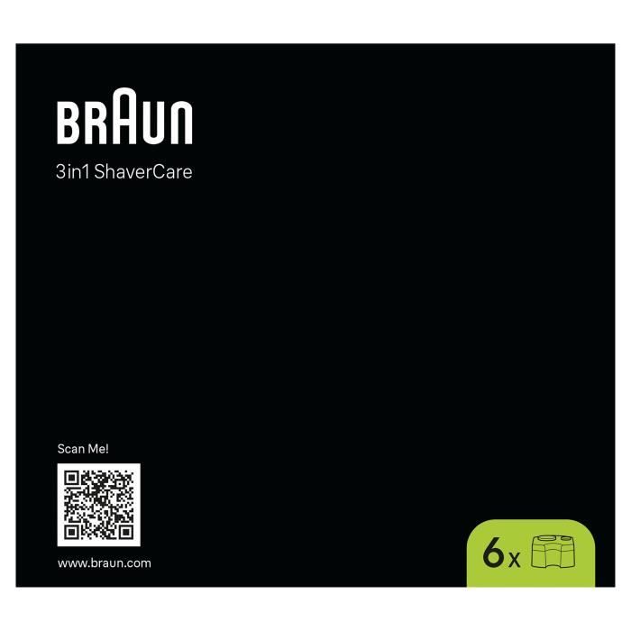 Cartouche de nettoyage - BRAUN - CCR6 Recharges clean & renew - Pour station SmartCare - Pack de 6