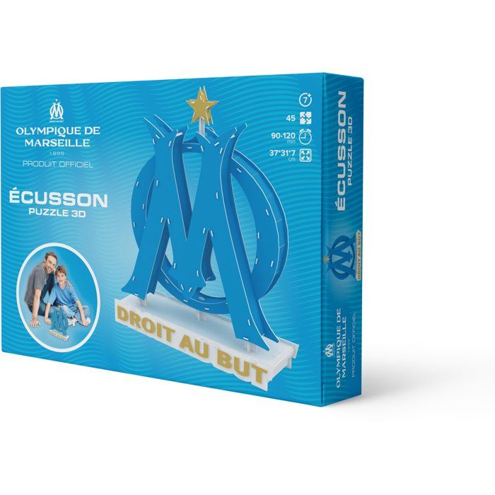 Puzzle 3D - MEGABLEU - Écusson Olympique de Marseille - 40 pieces - Des 7 ans