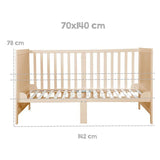 Lit bébé évolutif - 70 x 140 cm - ROBA - EASY SLEEP - Bois naturel