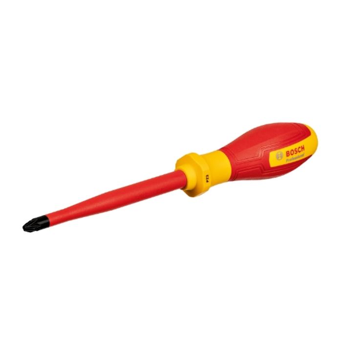 Bosch Professional tournevis VDE plat PZ3x125 (certifié jusqu'a 1 000 V, isolé avec un élastomere thermoplastique (TPE))