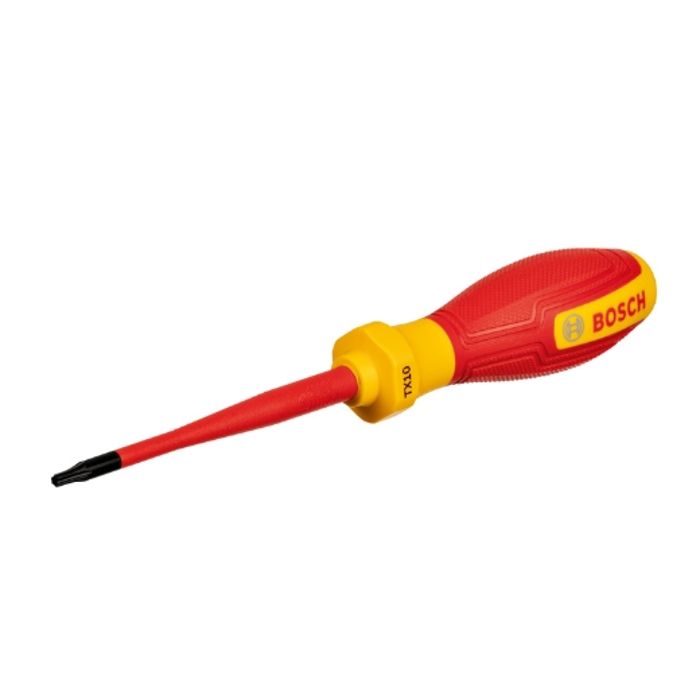 Bosch Professional tournevis VDE plat TX10x75 (certifié jusqu'a 1 000 V, isolé avec un élastomere thermoplastique (TPE))
