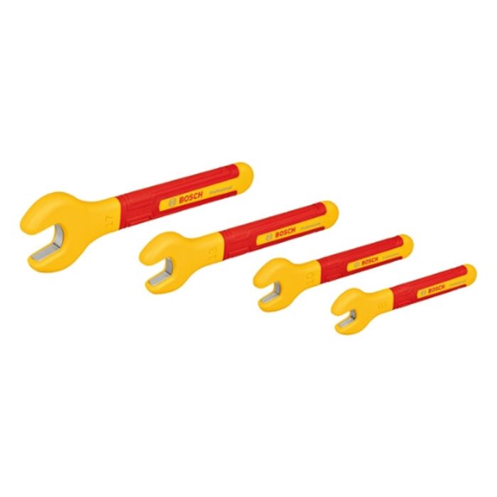 Bosch Professional set de clés plates VDE (avec 4 clés plates : 8 mm, 10 mm, 13 mm et 17 mm, certifiées jusqu'a 1 000 V)