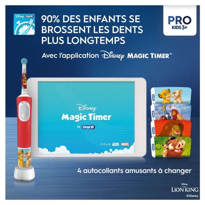 Brosse a dents électrique - Oral-B - Vitality Pro 103 - Disney Le Roi Lion - 2 modes - Pour enfants de 3 ans et plus