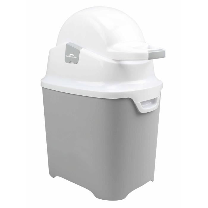 BEBECONFORT Poubelle a couches anti-odeur, Couvercle anti-odeur, Compatible avec tout sac poubelle, 20 a 30 couches, Grise