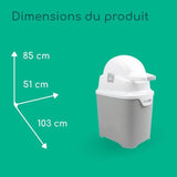 BEBECONFORT Poubelle a couches anti-odeur, Couvercle anti-odeur, Compatible avec tout sac poubelle, 20 a 30 couches, Grise