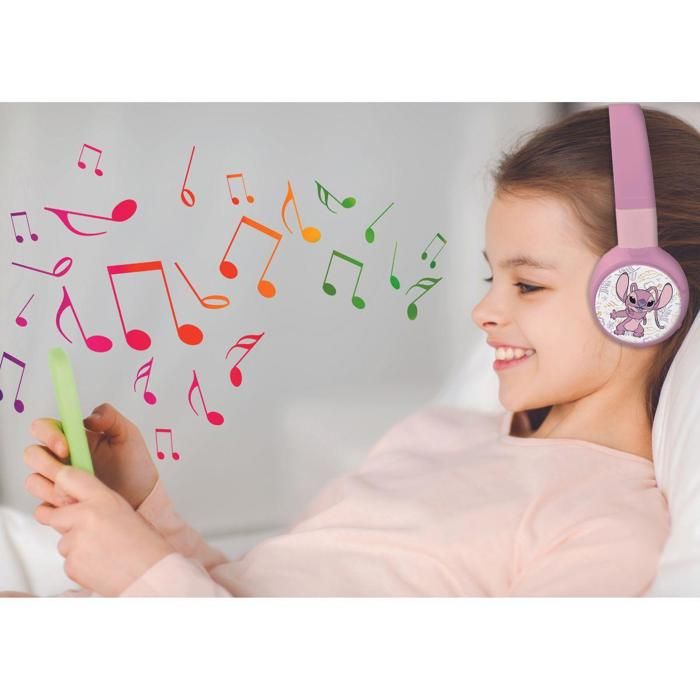 LEXIBOOK - Casque 2 en 1 Bluetooth et Filaire confortable et pliable pour enfants avec limitation de son – Angel