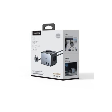 Chargeur rapide de bureau - UGREEN - 65W - Avec prises intégrées - Gris / Noir
