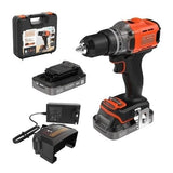 Perceuse visseuse sans fil 18V + 2 batteries 2Ah + chargeur - BLACK&DECKER - BCD382D2XK-QW - Avec mallette de transport