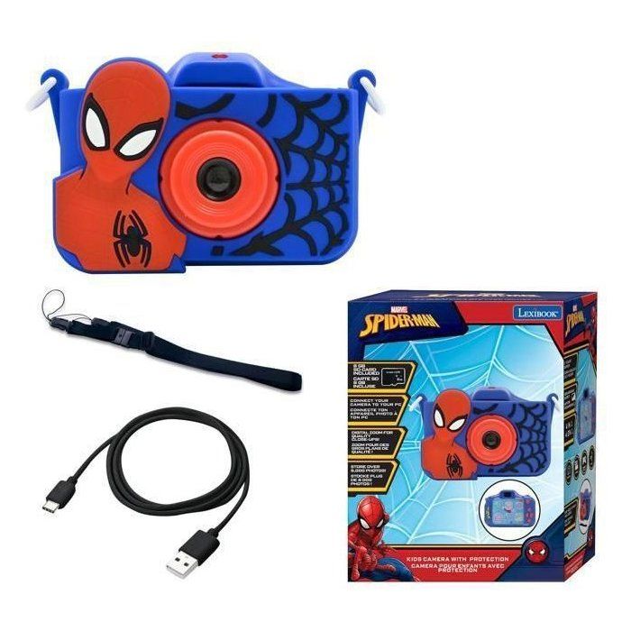 LEXIBOOK - Appareil photo pour enfant avec protection - 4 en 1 - Spiderman - Carte mémoire incluse