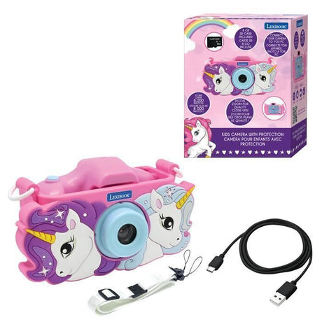 LEXIBOOK - Appareil photo pour enfant avec protection - 4 en 1 - Licorne - Carte mémoire incluse