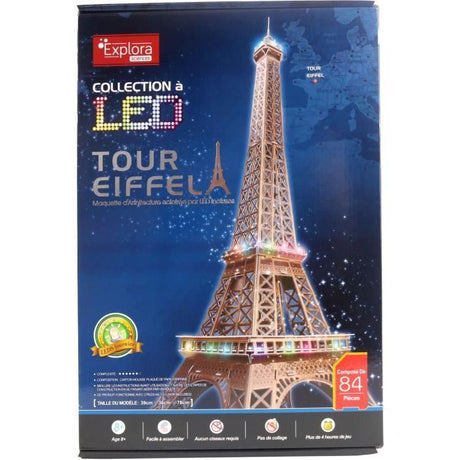 Maquette 3D - EXPLORA - Tour Eiffel - Lumineuse LED - 84 pieces - a monter soi-meme