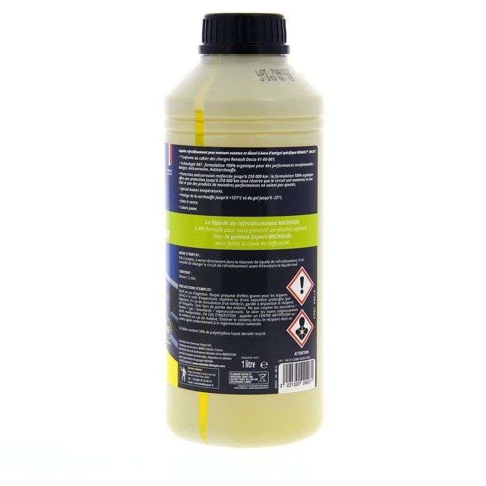 Liquide de refroidissement - MICHELIN - Jaune - Adapté aux normes RENAULT DACIA - 1L