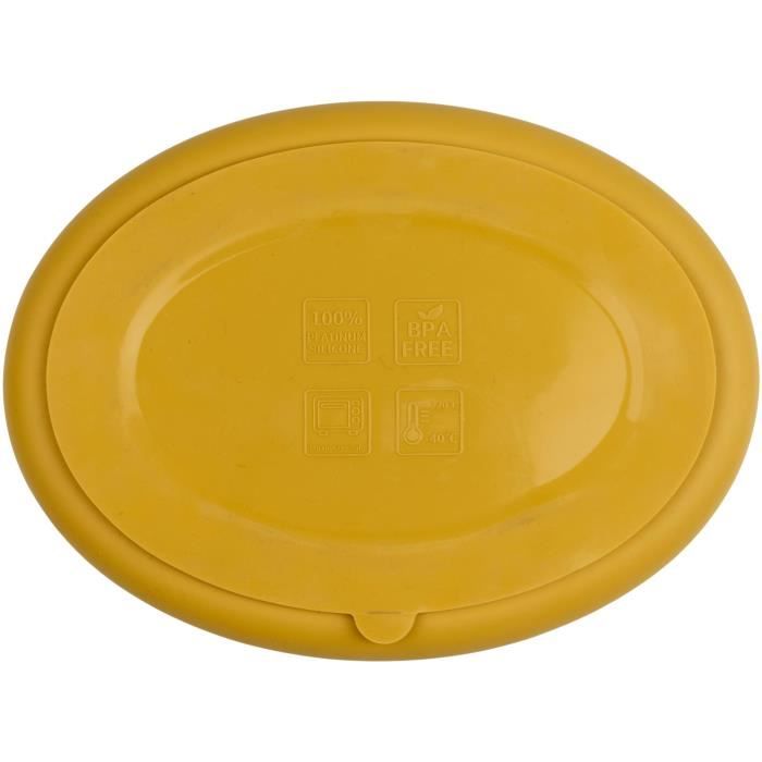 Pack Repas - THERMOBABY - Silicone - Jaune Miel - Assiette, bol, bavoir et cuilleres