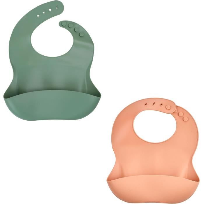 LOT DE 2 BAVOIRS SILICONE 1 VERT CACTUS + 1 PECHE