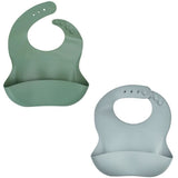 Lot de 2 bavoirs - THERMOBABY - Silicone - Vert Cactus et Gris - Etanches et réglables