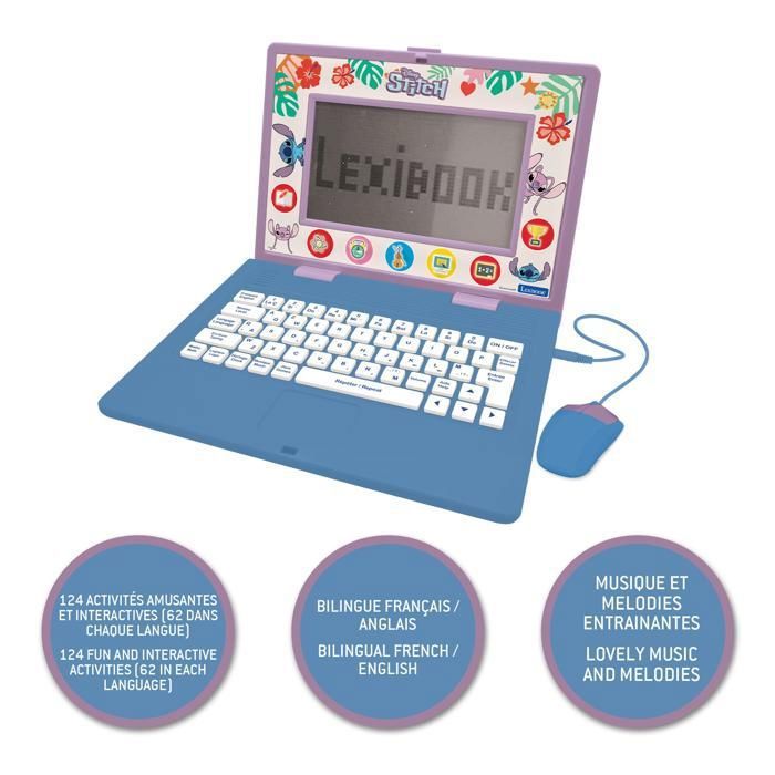 Ordinateur éducatif - LEXIBOOK - Stitch - 170 activités - Bilingue EN/FR - 7 catégories éducatives