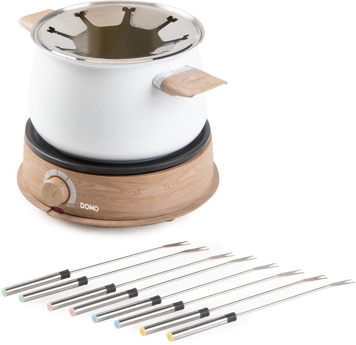 Appareil a fondue - DOMO - DO736F - 1500 W - 2 L - 8 personnes - Blanc/Bois