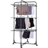 Séchoir a linge - Leifheit - 270 Classic Black - Etendoir a linge avec 27 m d'étendage - Grilles rabattables - Tour 3 niveaux - Noir