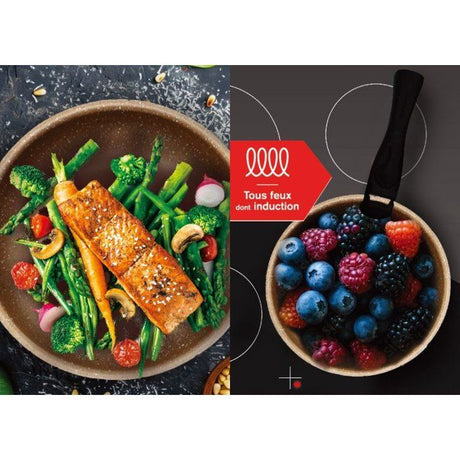 Set de 3 casseroles - Tous feux dont induction - ARTHUR MARTIN - AM2366 - Ř 16,18 et 20 cm + 1 poignée amovible - Terracotta