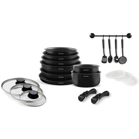 Batterie de cuisine induction - Arthur Martin - AM558 - Aluminium - 20 pieces - Poignée amovible - Tous feux dont induction