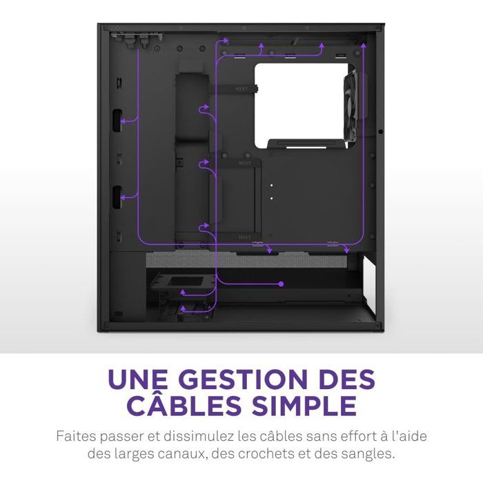 Boitier moyen-tour compact ATX - NZXT - CC-H52FB-R1 - H5 Flow RGB avec ventilateurs RGB inclus - Noir