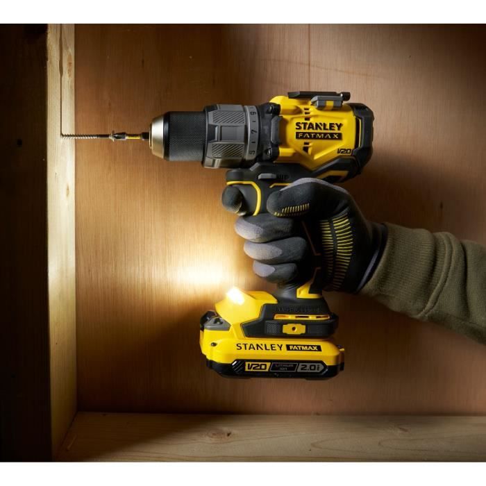 Perceuse visseuse a percussion sans fil + 2 batteries 2Ah + chargeur - 18V - Stanley Fatmax - Brushless - SFMCD725D2K-QW