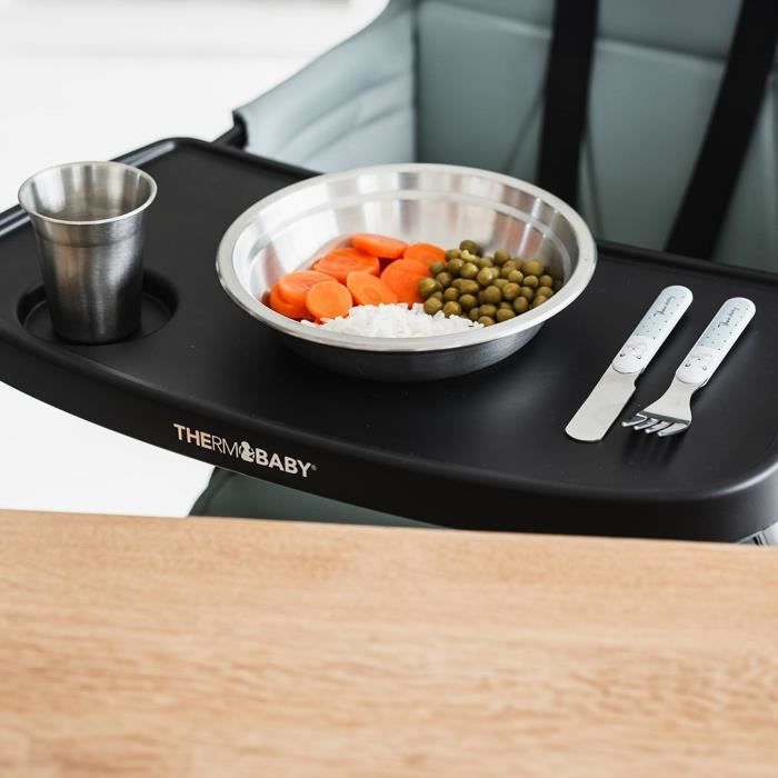 Pack repas - THERMOBABY - Inox - Gobelet, Bol, Assiette creuse, Set de couverts