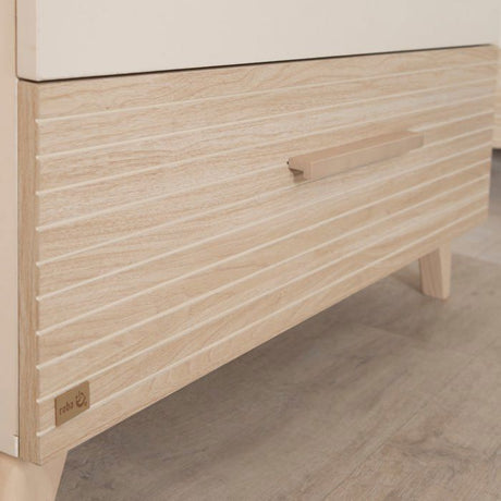 Chambre bébé duo : Lit évolutif 70 x 140 cm + Commode a langer - SIDNEY - ROBA - Chene / Beige