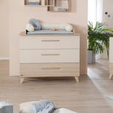 Chambre bébé duo : Lit évolutif 70 x 140 cm + Commode a langer - SIDNEY - ROBA - Chene / Beige