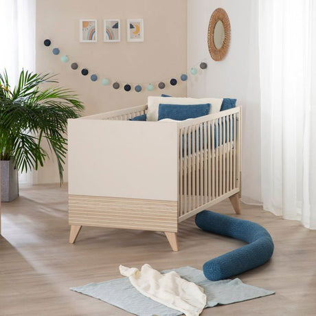 Chambre bébé duo : Lit évolutif 70 x 140 cm + Commode a langer - SIDNEY - ROBA - Chene / Beige