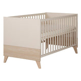 Lit bébé évolutif en lit junior - 70 x 140 cm - SIDNEY - Chene / Beige