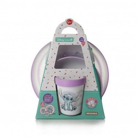 COFFRET REPAS 3 PIeCES GOBELET + BOL + ASSIETTE ANTIDÉRAPANTS LILO et STITCH