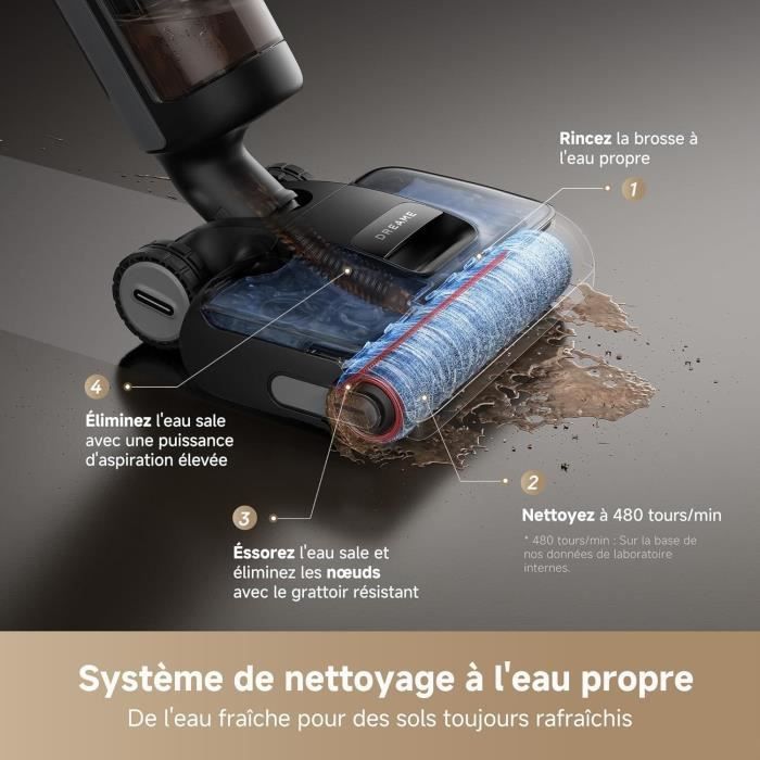DREAME H15 Pro Aspirateur Laveur, Bras robotis AI DescendReach, Triple arte, 21 kPa, antinuds, Lavage Brosse immersif 100C
