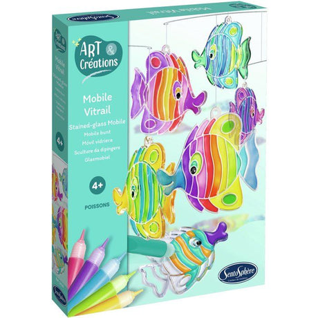 Art & Créations Mobile Vitrail - SENTOSPHERE - Poissons - Activité Créative facile et utile pour décoration - Des 4 ans