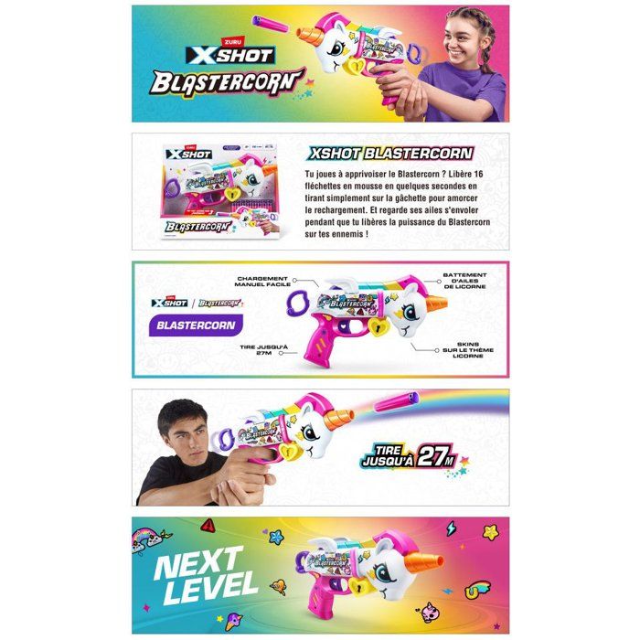 Pistolet - ZURU XSHOT - Skins BlasterCorn Heartbreaker blaster - 16 fléchettes - Des 8 ans