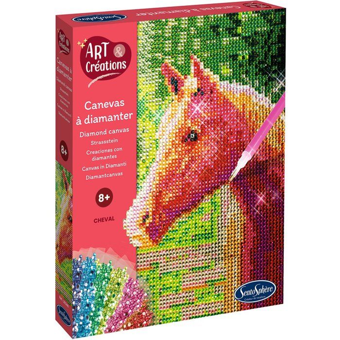 Création a base de mini strass - SENTOSPHERE - Art & Créations - Canevas a Diamanter - Cheval - Des 8 ans