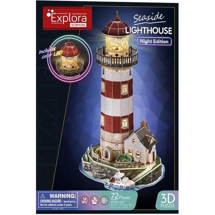Kit modélisme 3D - EXPLORA SCIENCES - Puzzle Phare - 72 pieces - a partir de 8 ans - Facile a assembler