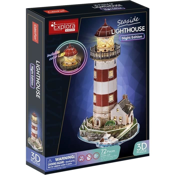 Kit modélisme 3D - EXPLORA SCIENCES - Puzzle Phare - 72 pieces - a partir de 8 ans - Facile a assembler