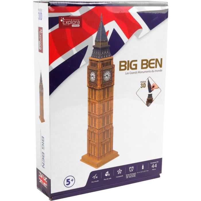 Puzzle 3D - EXPLORA - Big Ben - 44 pieces - Des 5 ans - Facile a assembler