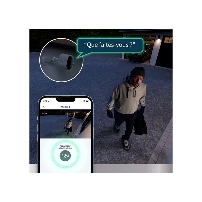 Caméra de sécurité connectée - ARLO - Pro 5 2K+ - Vision nocturne couleur - 4 caméras - Wi-Fi double bande
