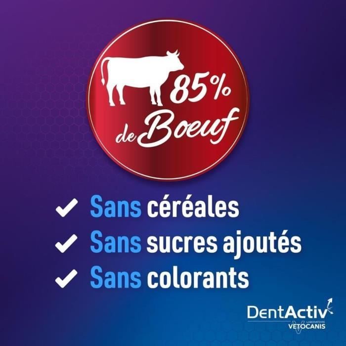 DentActiv - 10 Bâtonnets - VETOCANIS - Hygiene Bucco-Dentaire au Boeuf pour Chat