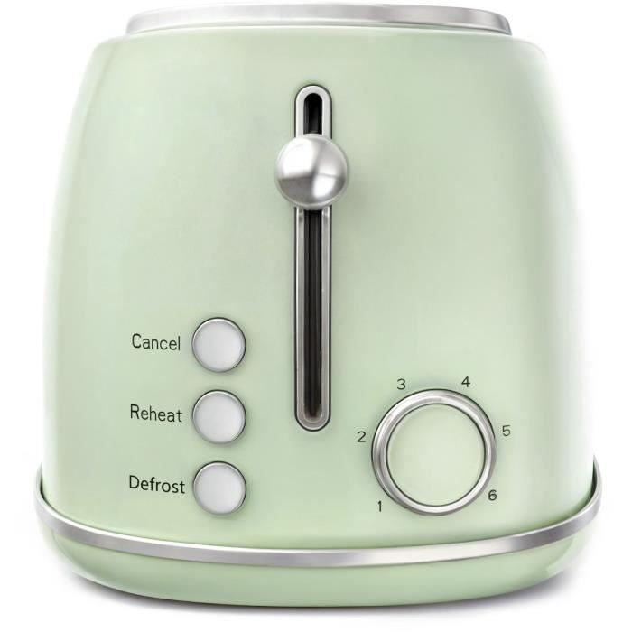 Grille-pain vintage - SWEISS - GRV7 - 2 fentes - 1500 W - Vert