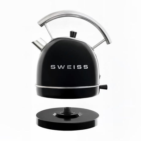 Bouilloire vintage - SWEISS - KTL9 - 2200 W - 1,8 L - Socle 360° - Noir
