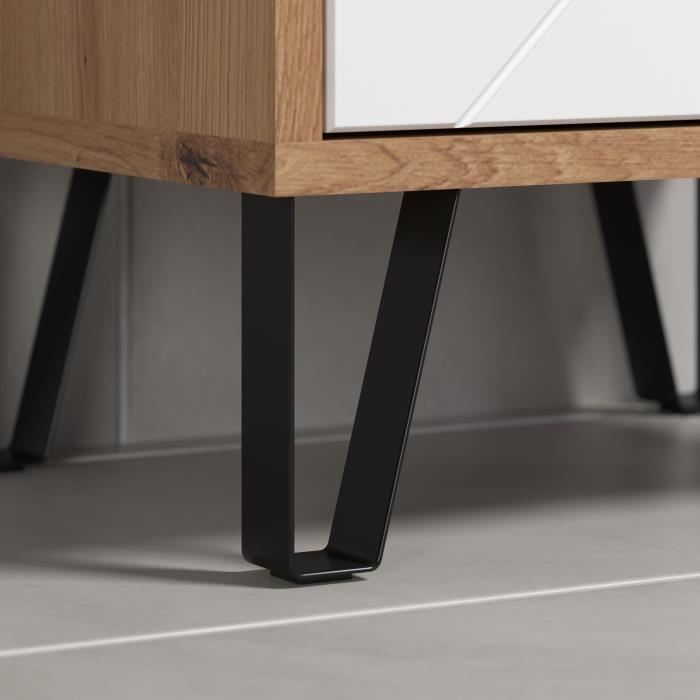 Meuble de salle de bain - Touch - Armoire - Blanc mat - Chene décor - Contemporain