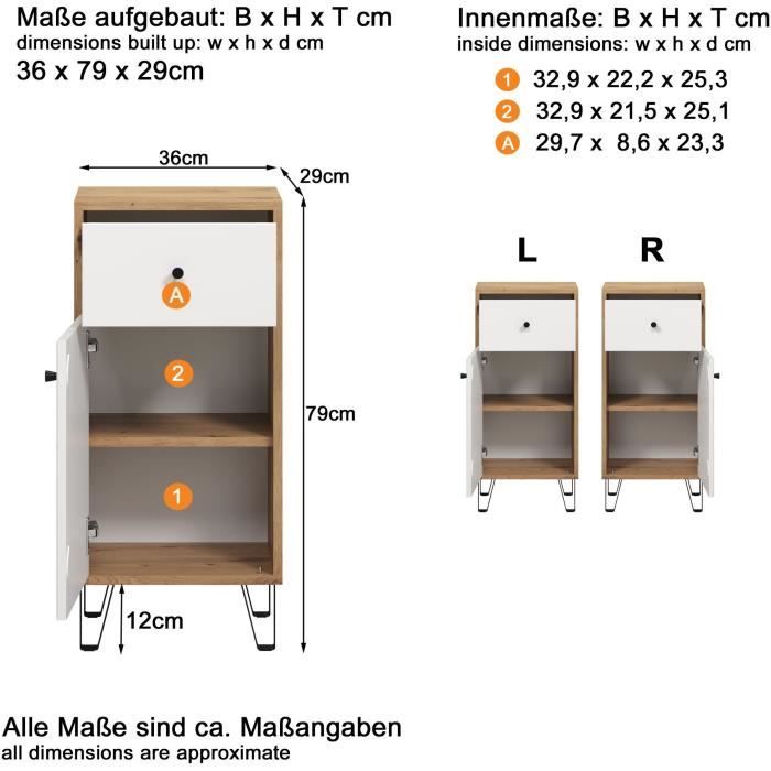Meuble de salle de bain - Touch - Armoire - Blanc mat - Chene décor - Contemporain