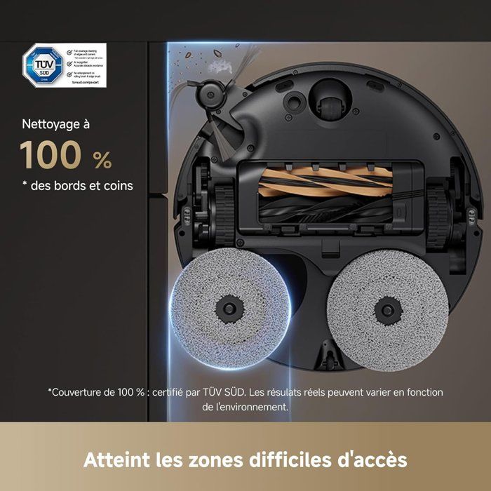 DREAME X50 Master Aspirateur Robot Laveur avec Base 8 en 1 compacte 24,9 cm - Systme de franchissement - 20 000 Pa - Brosse démelant