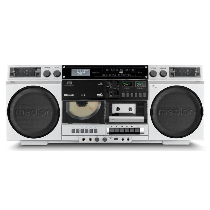 Ghetto Blaster - MEDION - Vintage - DAB+ - CD/Cassette/USB/MP3 - 2x10W RMS - Silver
