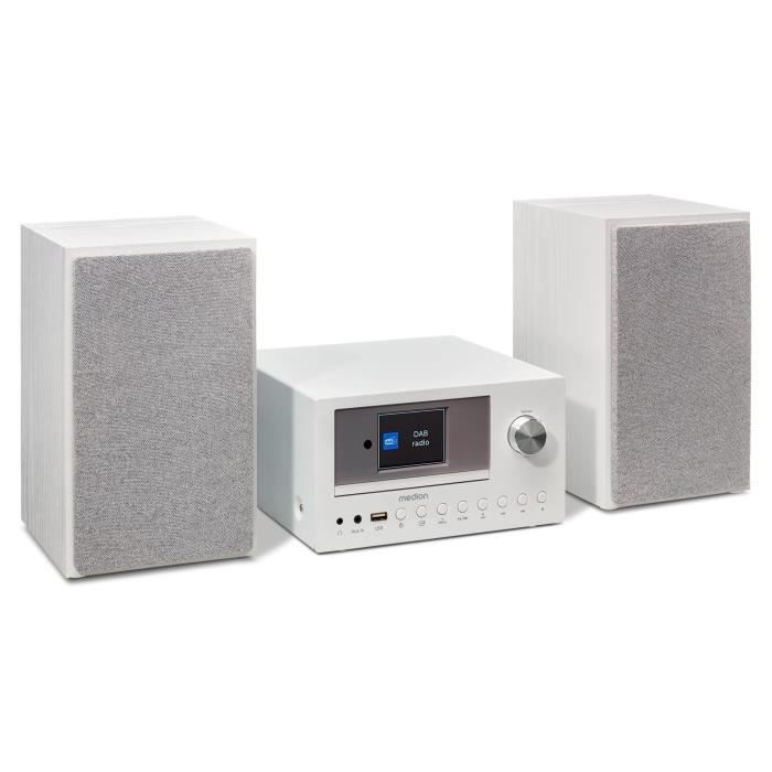 Mini Chaîne HiFi - MEDION - Radio Internet DAB/FM - Lecteur CD - 2x15W RMS - Blanc