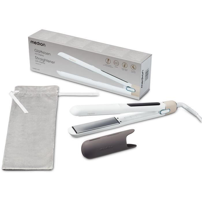 Lisseur - MEDION - MD19925 - 56 W - 5 programmes - 165 a 210 °C - Affichage LED - Blanc
